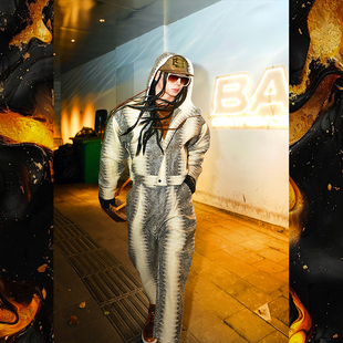 套装 BUDDYBODY嘻哈街头休闲宽松廓形短款 连帽PU皮鳄鱼纹皮衣皮裤