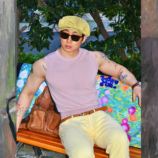 BUDDYBODY英伦老钱复古圆领天蚕丝修身性感无袖超薄针织透视背心