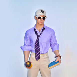 长袖 帅气街头工装 衬衣 复古商务休闲单排扣纯棉修身 BUDDYBODY美式