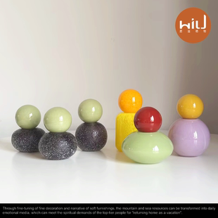 WILL愿溢手作琉璃多巴胺奶油彩色邦邦罐子桌面收纳罐糖果罐装 饰