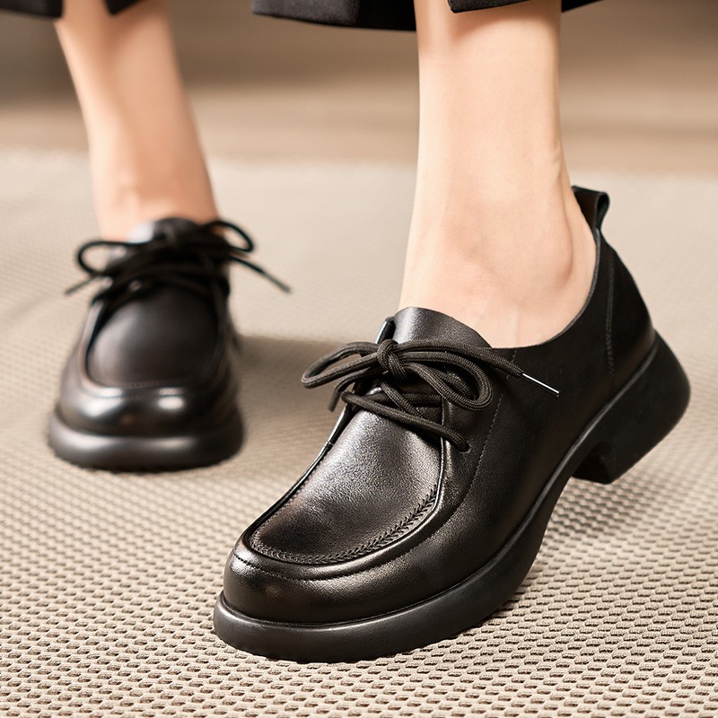 舒适不累脚女士单鞋休闲真皮软底