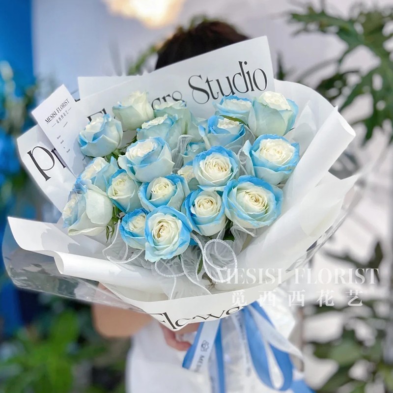 白色防水花束简约网红英文字母鲜花包装纸7.5丝加厚花店包花纸