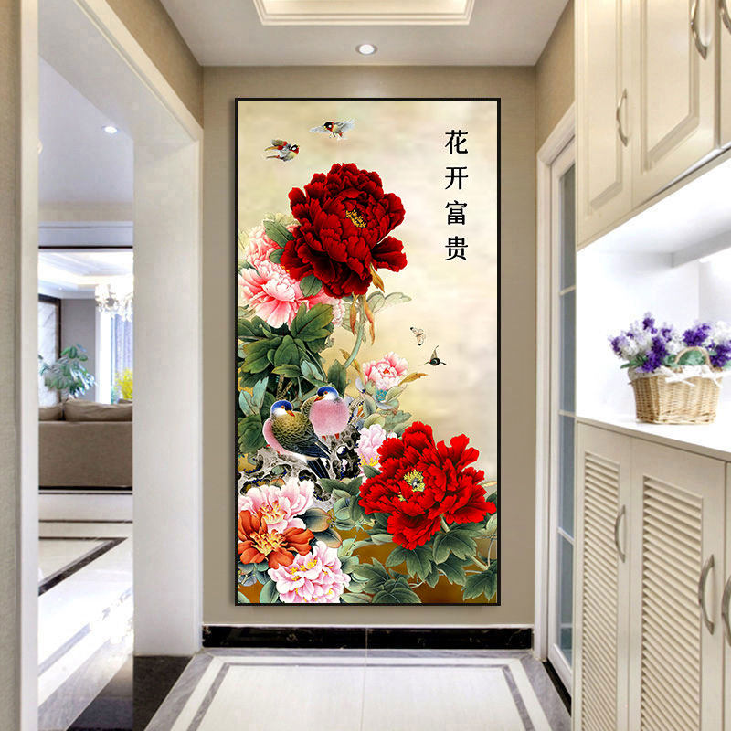 花开富贵牡丹字画入户玄关装饰画客厅沙发背景墙挂画走廊过道壁画,家居饰品,现代装饰画,淘宝优惠券,粉丝福利购,淘宝优惠卷