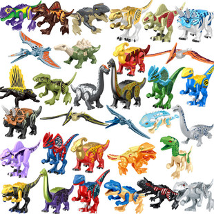 适用乐高侏罗纪恐龙重生风神翼龙混种霸王龙暴龙腕龙积木人仔玩具