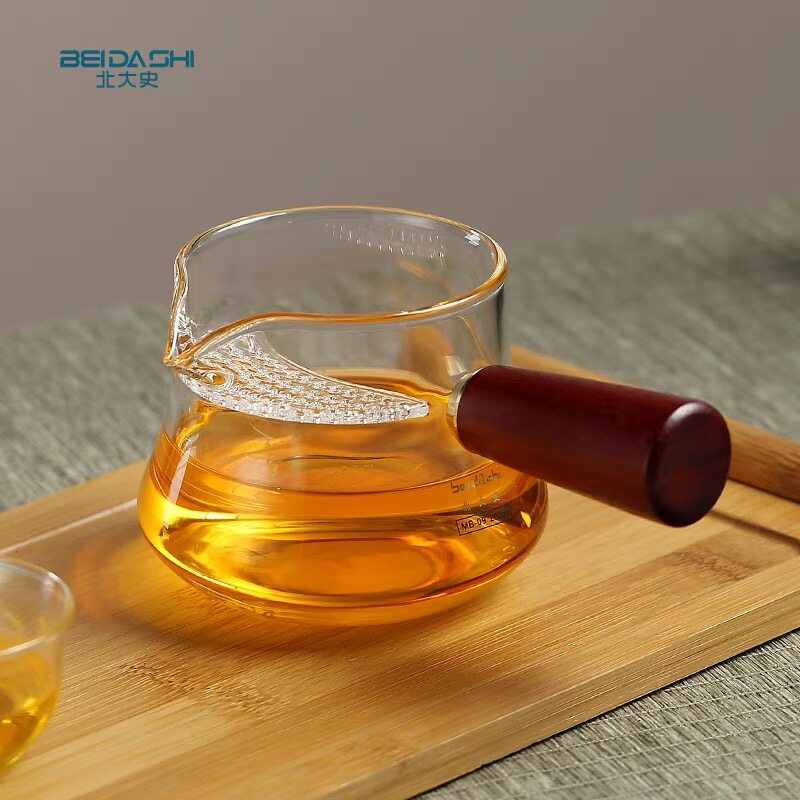 北大史月牙公道杯侧把木茶器茶壶图片