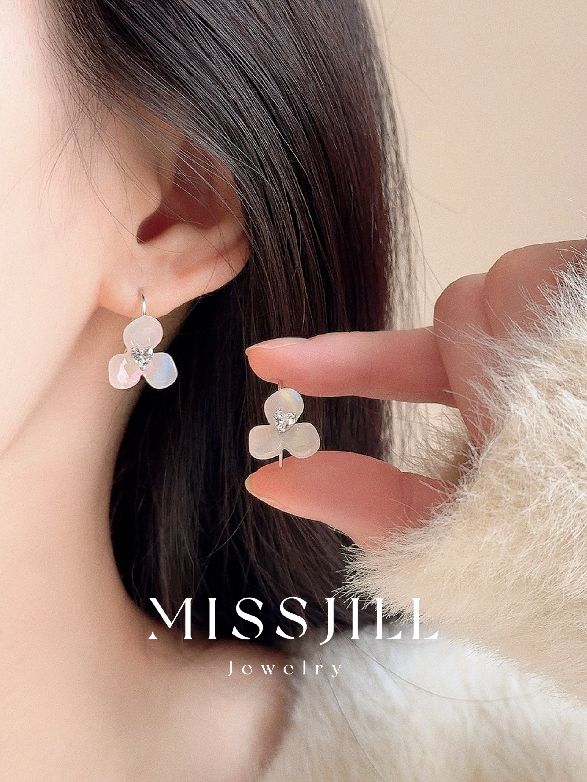 MISSJILL 苍兰心语｜小众高级设计仙气甜美通体S925纯银耳钉耳挂