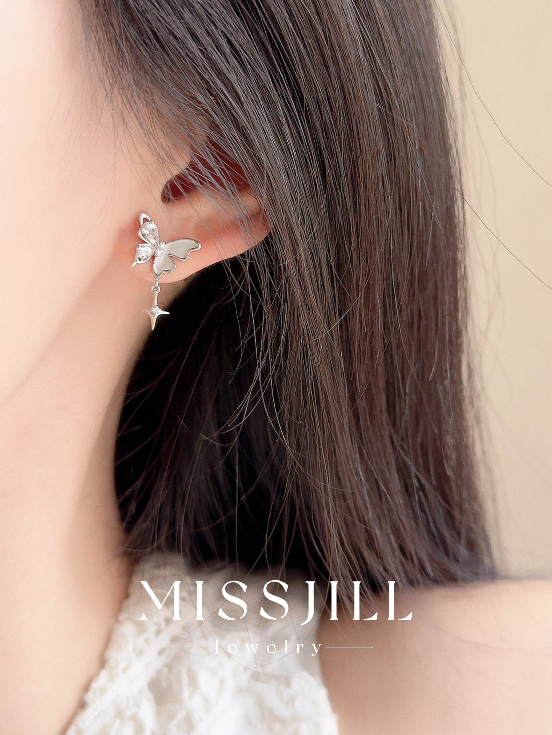 MISSJILL 轻舞飞扬|高级轻奢甜美简约时尚通体S925纯银耳钉耳坠