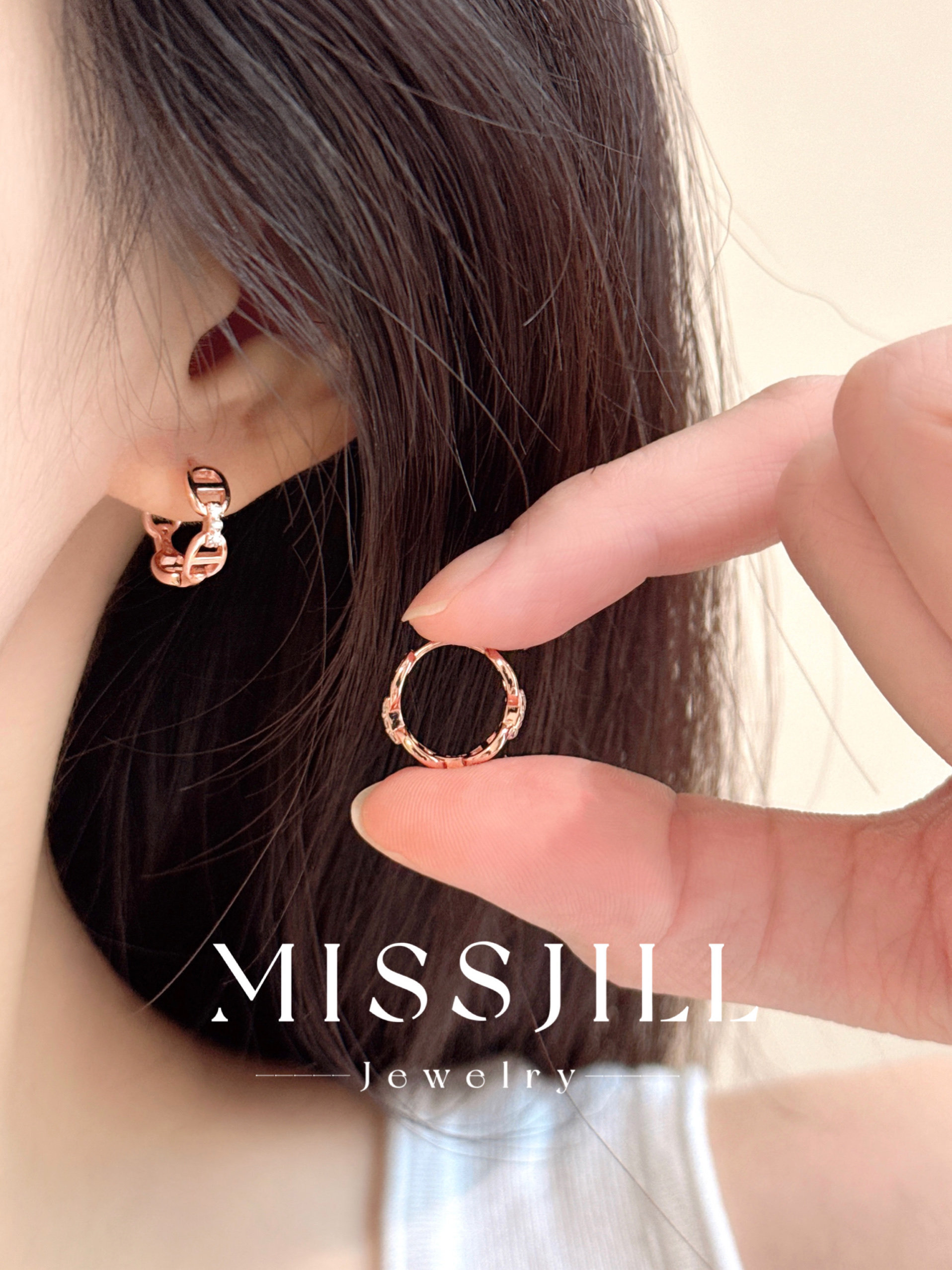 MISSJILL·猪鼻子耳圈 小众设计精致高级通体925纯银通勤耳圈耳环