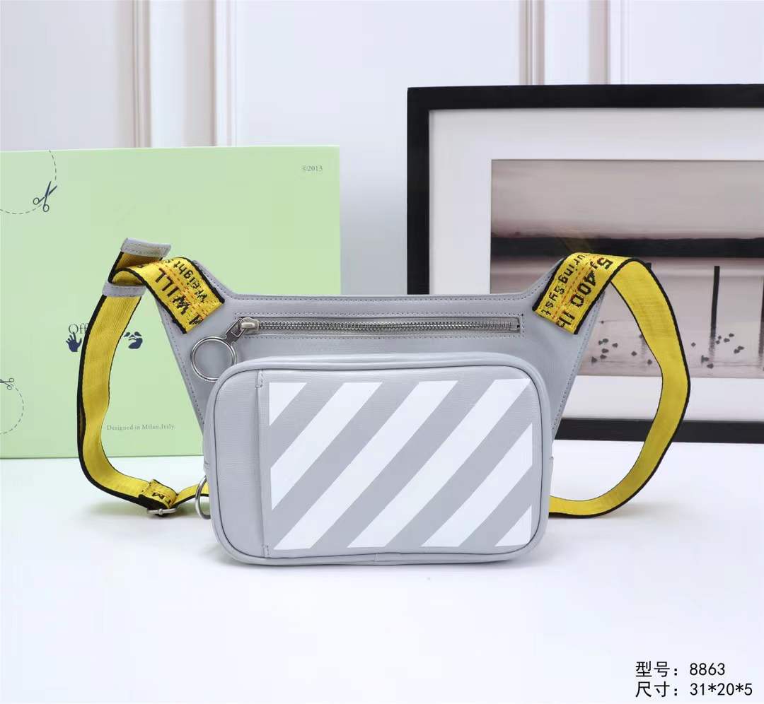 off white女包相机包黑白条纹单肩斜跨包中号 OW男女通用腰包潮流
