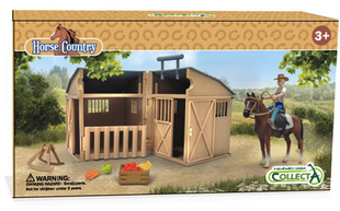 Collecta2025女骑士和马栅配件盒装仿真动物模型玩具84246