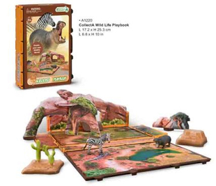 Collecta2025年迷你野生动物书玩具套装仿真动物场景A1220