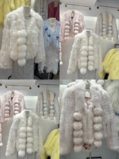 立体毛球围巾设计感可脱卸狐狸毛密车皮草外套女