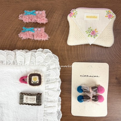 满3对包邮念念韩系甜美公主风毛绒发夹儿童手工花朵宝宝可爱发饰