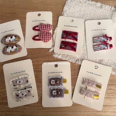 满3对包邮念念韩系布艺卡通发夹儿童甜美刘海夹女孩刘海夹侧边夹