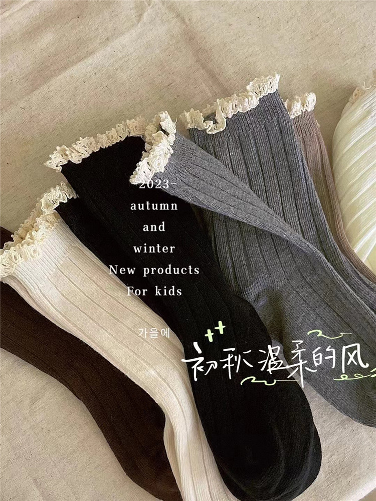 满3双包邮韩版女童花边公主袜秋冬款ins儿童森系无骨棉袜宝宝短袜