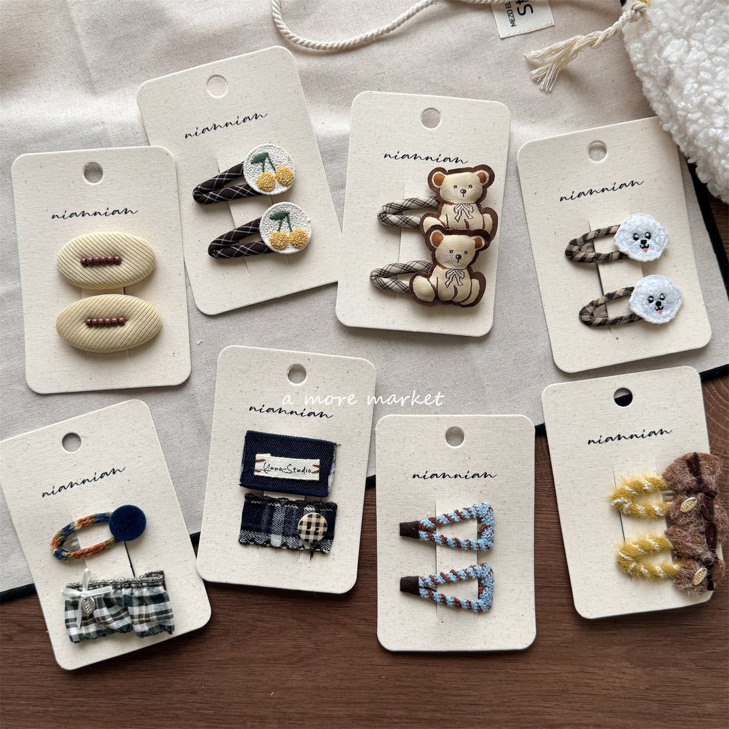 满3对包邮念念niannian秋冬韩系儿童发夹可爱小熊格子宝宝刘海夹