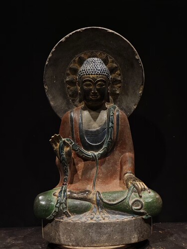 北魏、彩绘佛 ​长宽高 ​40--26--70cm