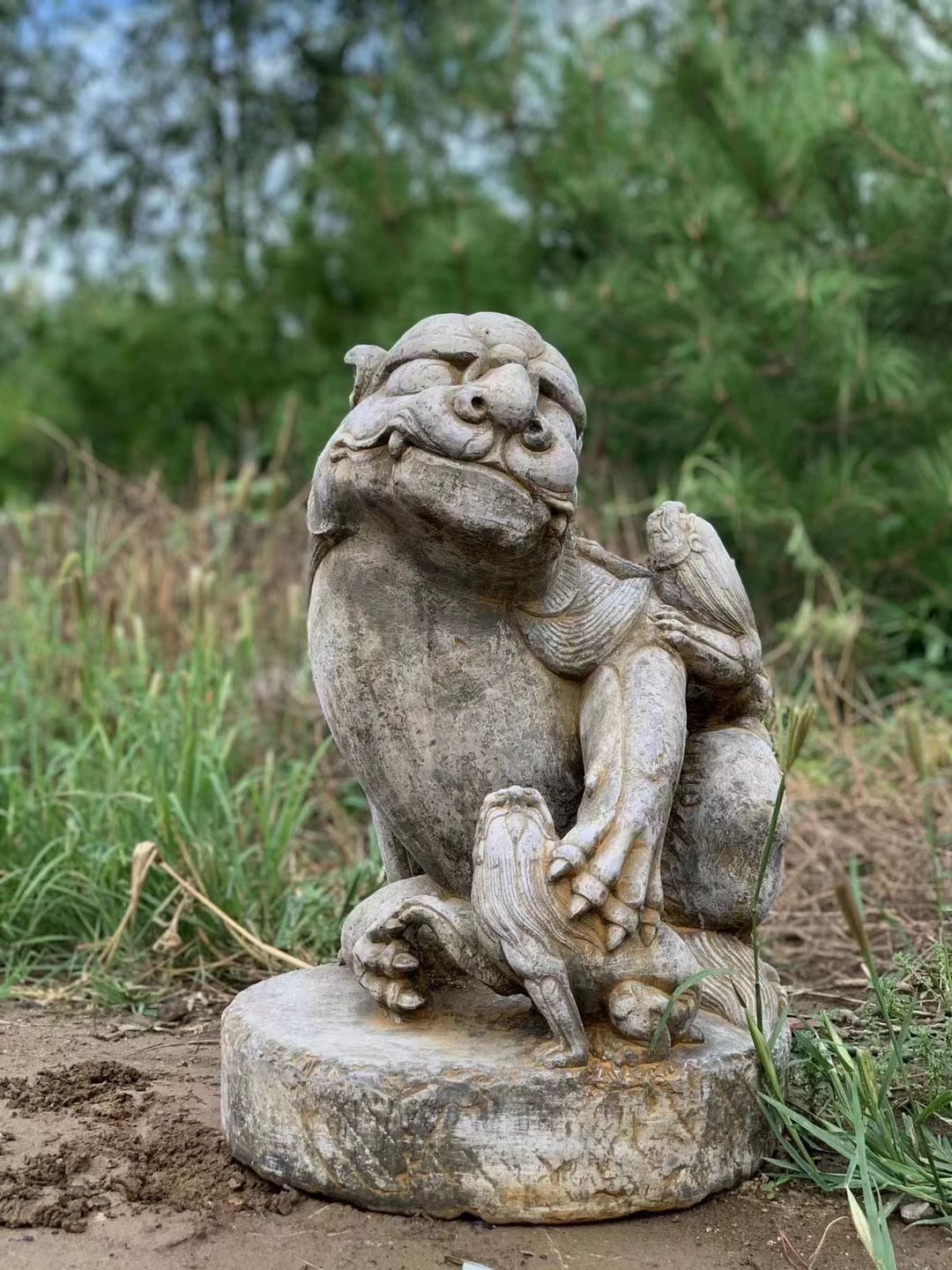 狮子，高度65厘米，直径40厘米，150kg