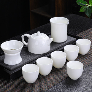小套家用轻奢日式 功夫茶具套装 高档陶瓷羊脂玉会客茶壶茶杯手办礼