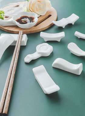 桥型筷架陶瓷筷架家用勺托筷子架托筷托汤匙托架月子会所白色餐具