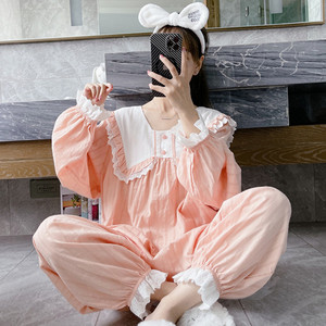 女棉春秋季公主风大码睡衣