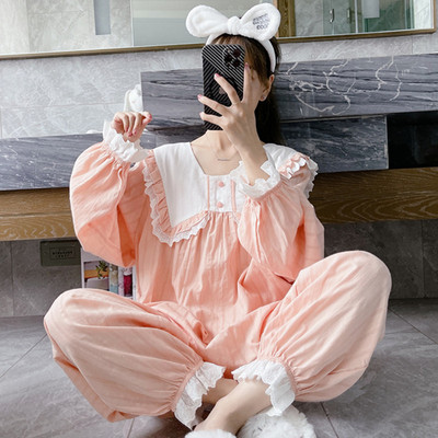 女棉春秋季公主风大码睡衣