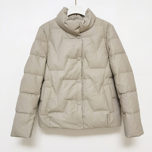 专柜正品冬季OSY-22D8683时尚立领短款纯色皮羽绒服免洗休闲显瘦