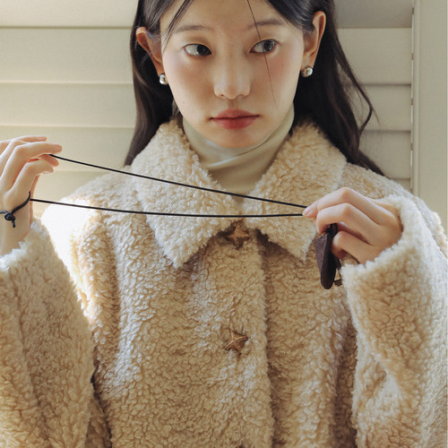 LLANO甜美羊羔绒短外套秋冬