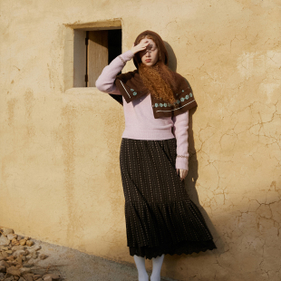 LLANO巴拉克拉法帽斗篷巧棕北欧甜美可爱保暖帽子显脸小女春冬季