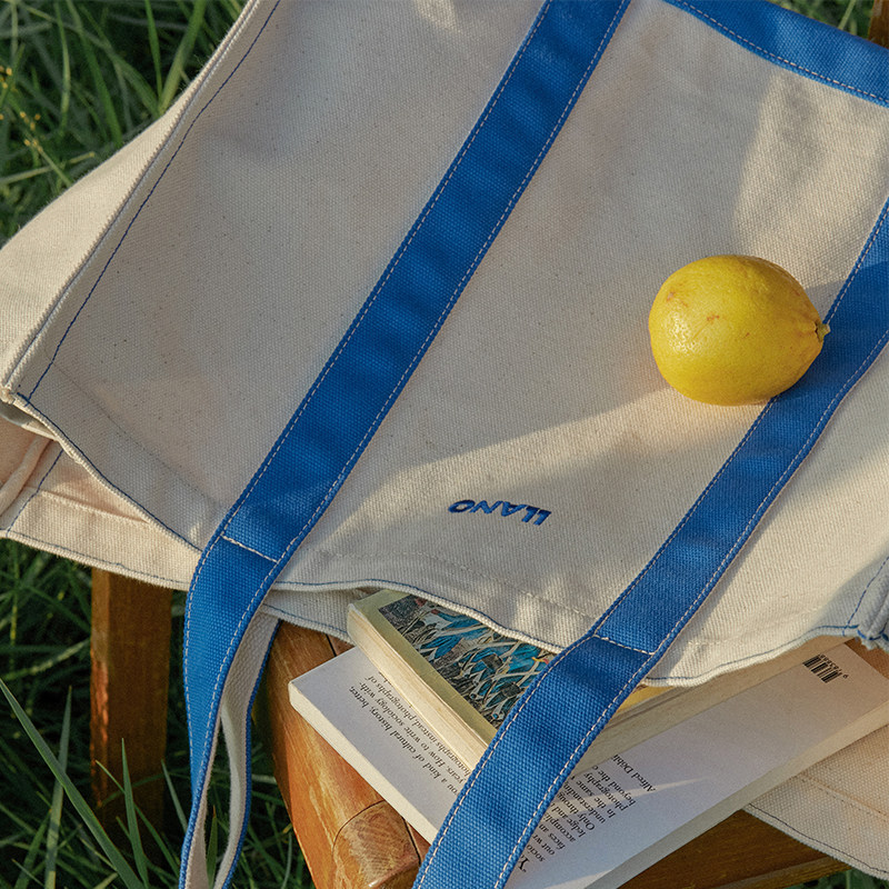 LLANO复古撞色托特包单肩通勤百搭帆布包大容量实用美式日系秋冬,箱包皮具/热销女包/男包,时尚帆布包,淘宝优惠券,粉丝福利购,淘宝优惠卷