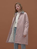 LlanO2019 phiên bản tiếng Hàn mới của chất liệu cotton kẻ sọc retro kẻ sọc rộng của phụ nữ áo dài mùa đông và mùa thu hoang dã - Bông áo khoác phao nữ