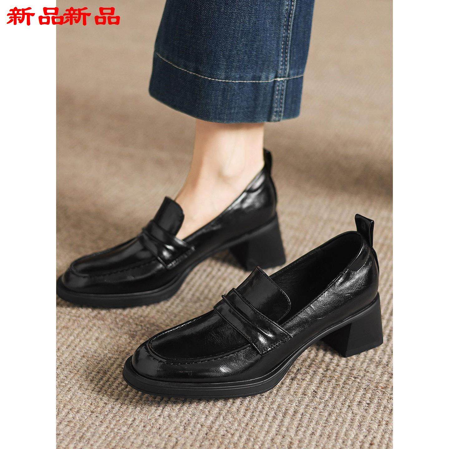 脚蹬43单鞋跟女复古学院圆头粗款-风高跟大码乐福鞋春秋40英伦一,女鞋,乐福鞋（豆豆鞋）,淘宝优惠券,粉丝福利购,淘宝优惠卷