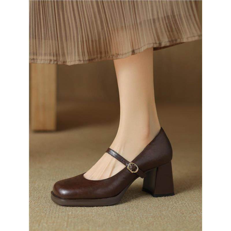 珍一41跟方头复古新款高跟鞋浅口玛丽一字带2024单鞋粗43大码法式,女鞋,玛丽珍鞋,淘宝优惠券,粉丝福利购,淘宝优惠卷