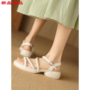 凉鞋 新款 透气风大码 复韩版 简约小众ins古罗马女厚底露趾休闲鞋