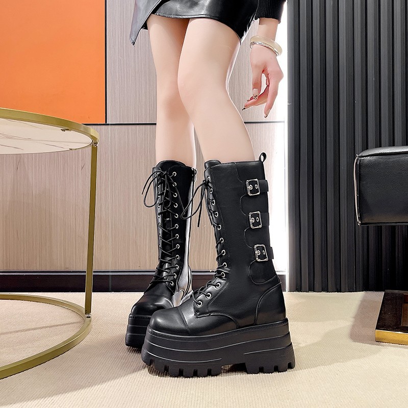 新款COS鞋9CM大码厚底马丁靴女2