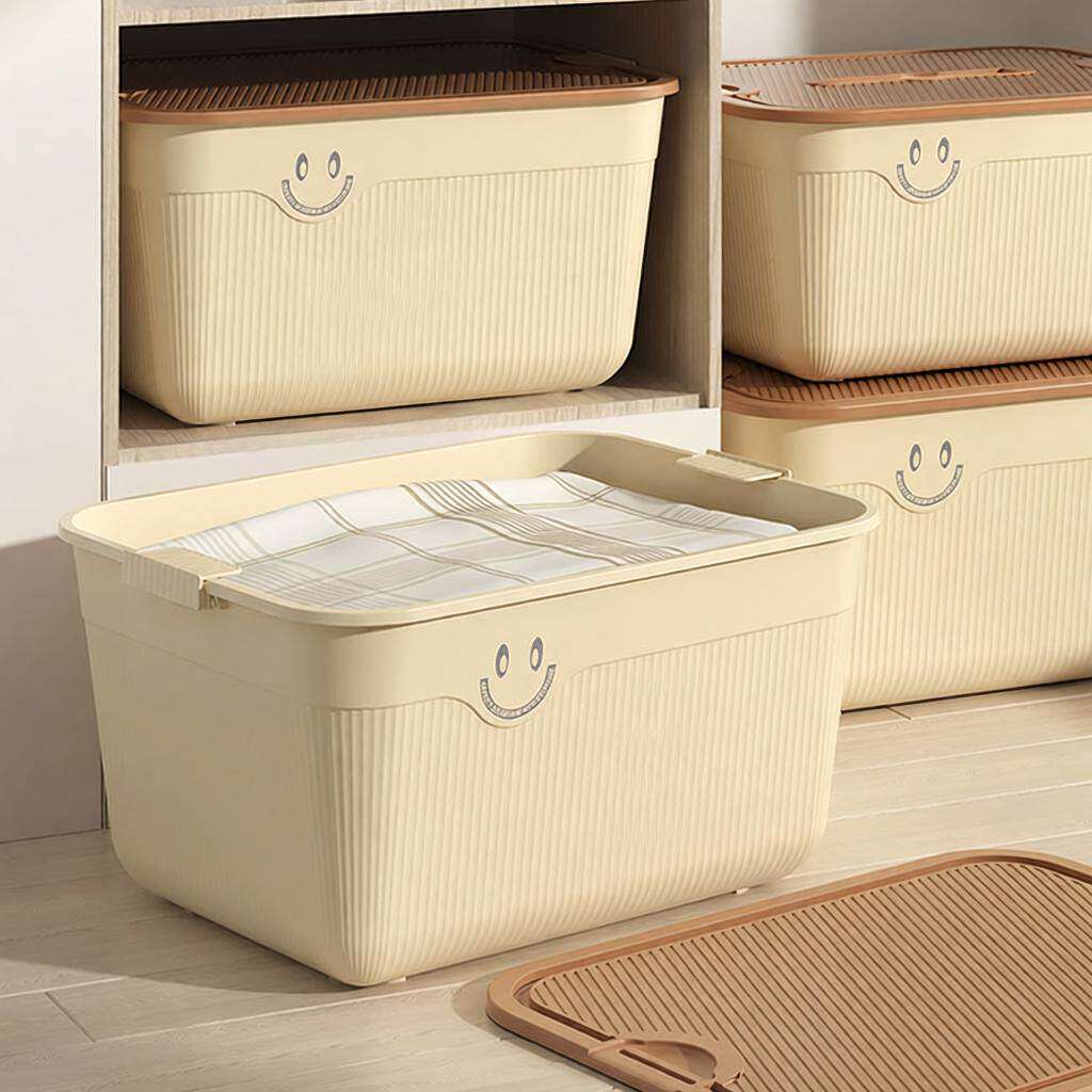 桌面收纳盒零食杂物水果收纳筐手提带盖塑料家居衣物收纳整理箱