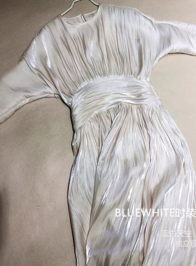 肤如凝脂 褶皱琉璃光泽踝色连衣裙 女神礼服裙生日 轻婚纱