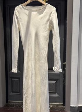 富贵千金轻礼服 及简重磅真丝圆领白色连衣裙 度假桑蚕丝斜裁长裙