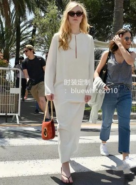 极简风轻礼服 重磅真丝白色长款连衣裙  重邹桑蚕丝优雅贵气裙子