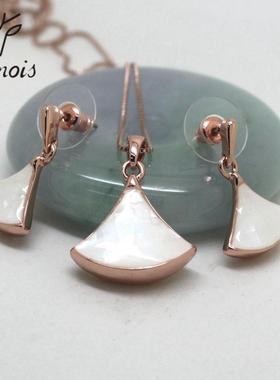 威妮华贝壳扇形项链耳女耳环韩国