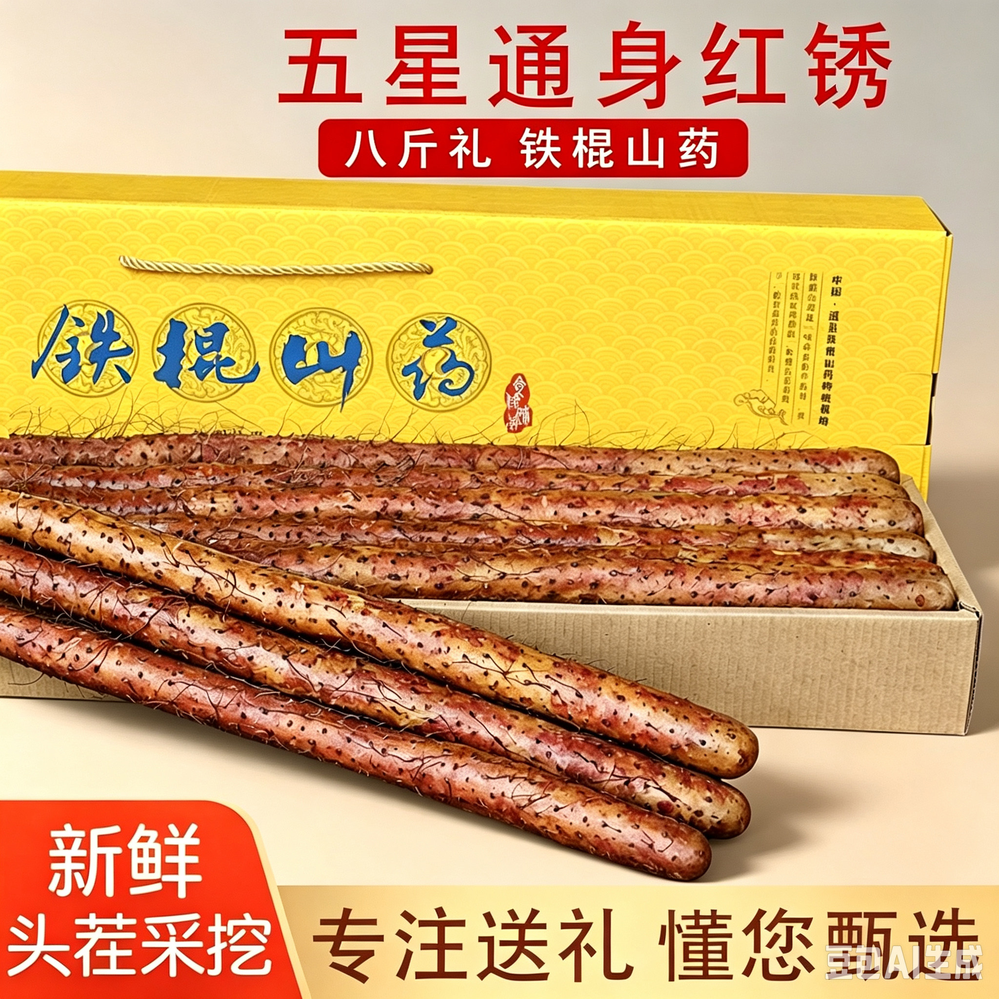 铁棍山药正宗温县紫怀淮山礼盒装新鲜红皮河南官方旗舰店古法种植