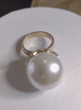 日韩风潮品百搭简约高级感大珍珠金属指环日常款混搭戒指小清新女
