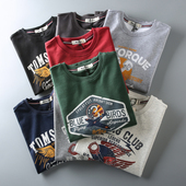 纯棉毛圈圆领套头卫衣个性 秋季 休闲男士 美式 印花百搭上衣潮 新品