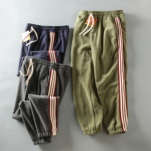 休闲裤 春秋福利款 加厚摇粒绒束脚运动卫裤 撞色织带青年男士 潮 时尚