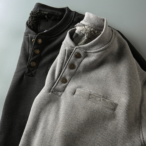 加厚秋冬亨利领长袖卫衣外套