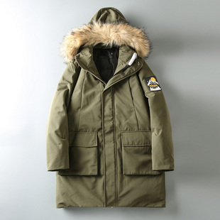 老李力荐！冬季男士加厚保暖大毛领中长款连帽派克羽绒服外套潮