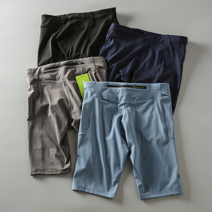 户外跑步压缩短裤 后腰口袋可放手机 男晨跑运动跑马紧身半弹五分裤