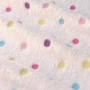 米白彩色波点水貂绒 毛毯披肩盖布连衣裙童装棉拖鞋首饰展示面料