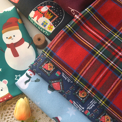 圣诞老人涤棉涤纶布装饰面料服装