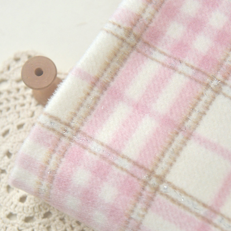 粉白格单面呢混纺绒保暖冬外套长裙子大衣服装短裙抗皱沙发巾面料,居家布艺,海绵垫/布料/面料/手工diy,淘宝优惠券,粉丝福利购,淘宝优惠卷